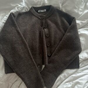 Zara Brown Button Cardigan Sweater